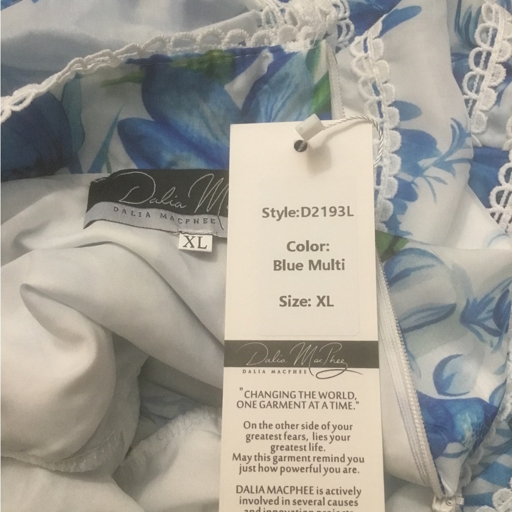 Dahlia Floral Lace-Trim Blue Maxi Dress - Picture 9 of 13